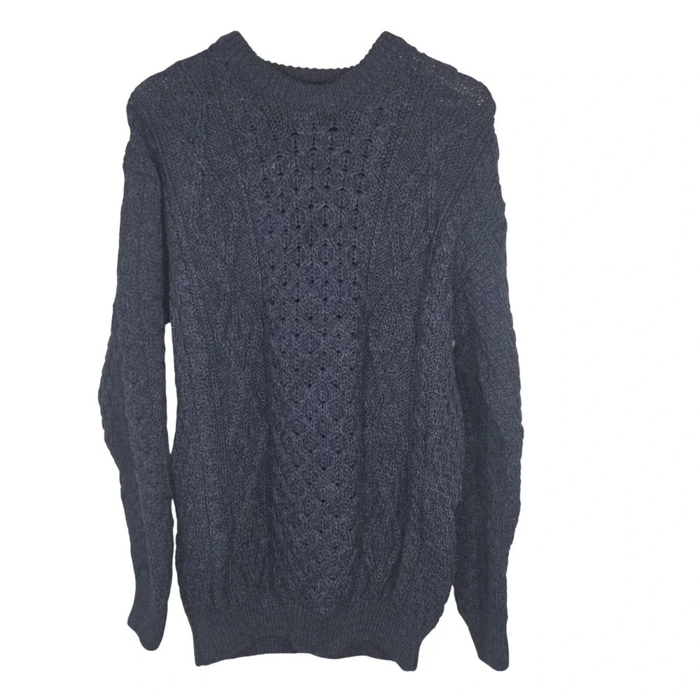 Aran Woollen Mills 100% Wool Irish Fisherman Cable Knit Sweater Made Ireland